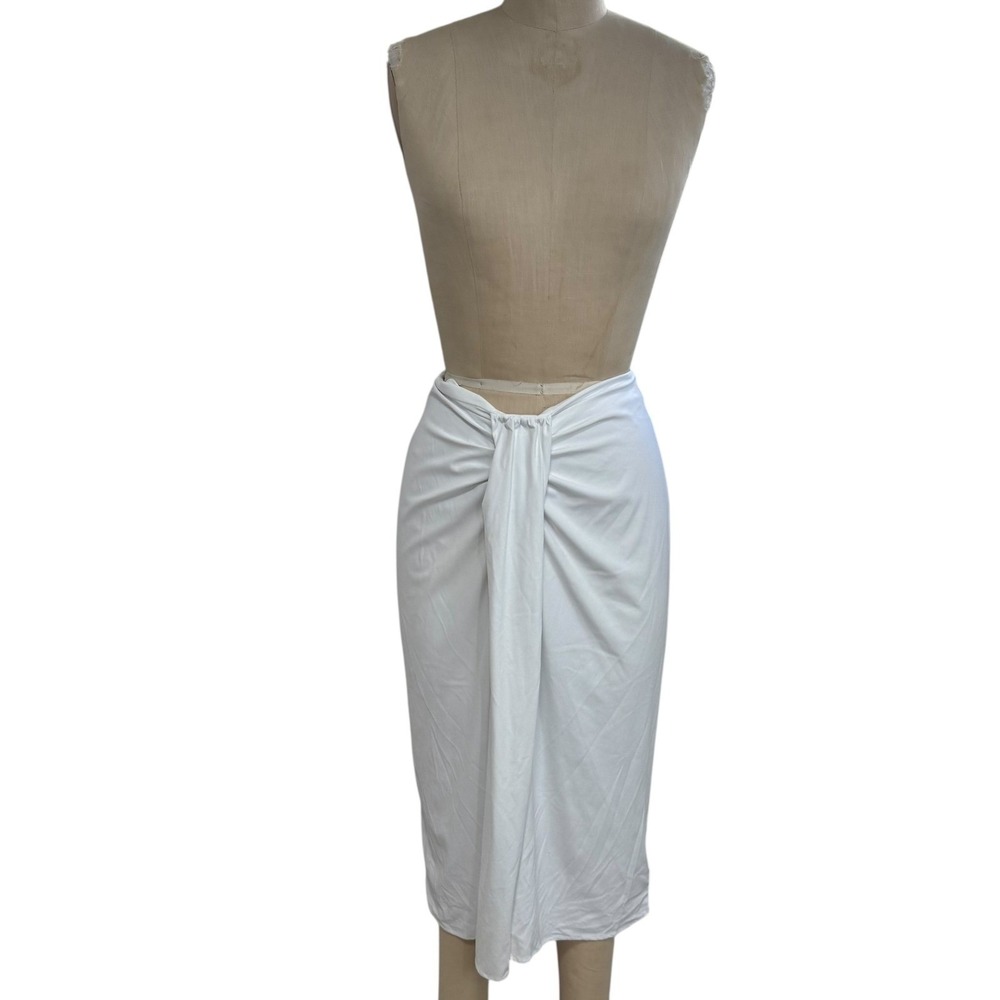 NEW Skin White Sarong Midi Skirt Womens Large UPF 50+ Swim Coverup